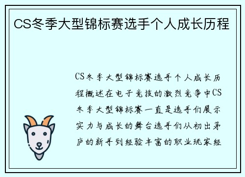 CS冬季大型锦标赛选手个人成长历程